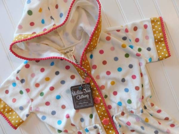 NWT Matilda Jane Girls 4 Polka Dot Terry Hoodie Swim Coverup