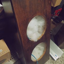 Custom Long Dual 10-in Subwoofer Box. Walnut Stain Shellaced And Sealed. OFC Sky High Wire.