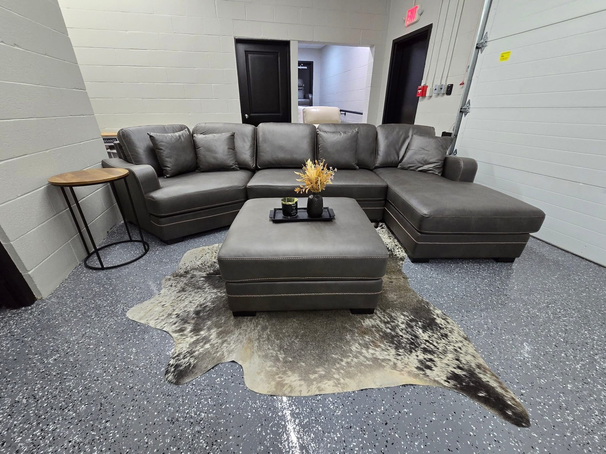 Grey sofa Sectional Cuddler Chaise W/ OTTOMAN - BRAND NEW!!!!