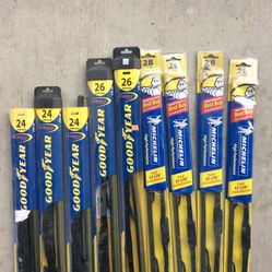 Windshield wiper blades, for cars and trucks and SUVs. Brand new Goodyear, and Michelin. 