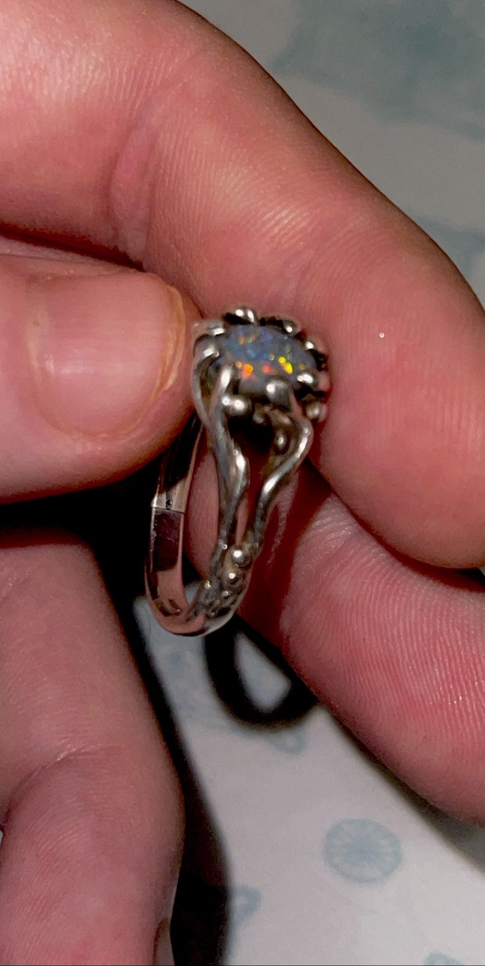 Australian Lighting Ridge Black Opal Ring