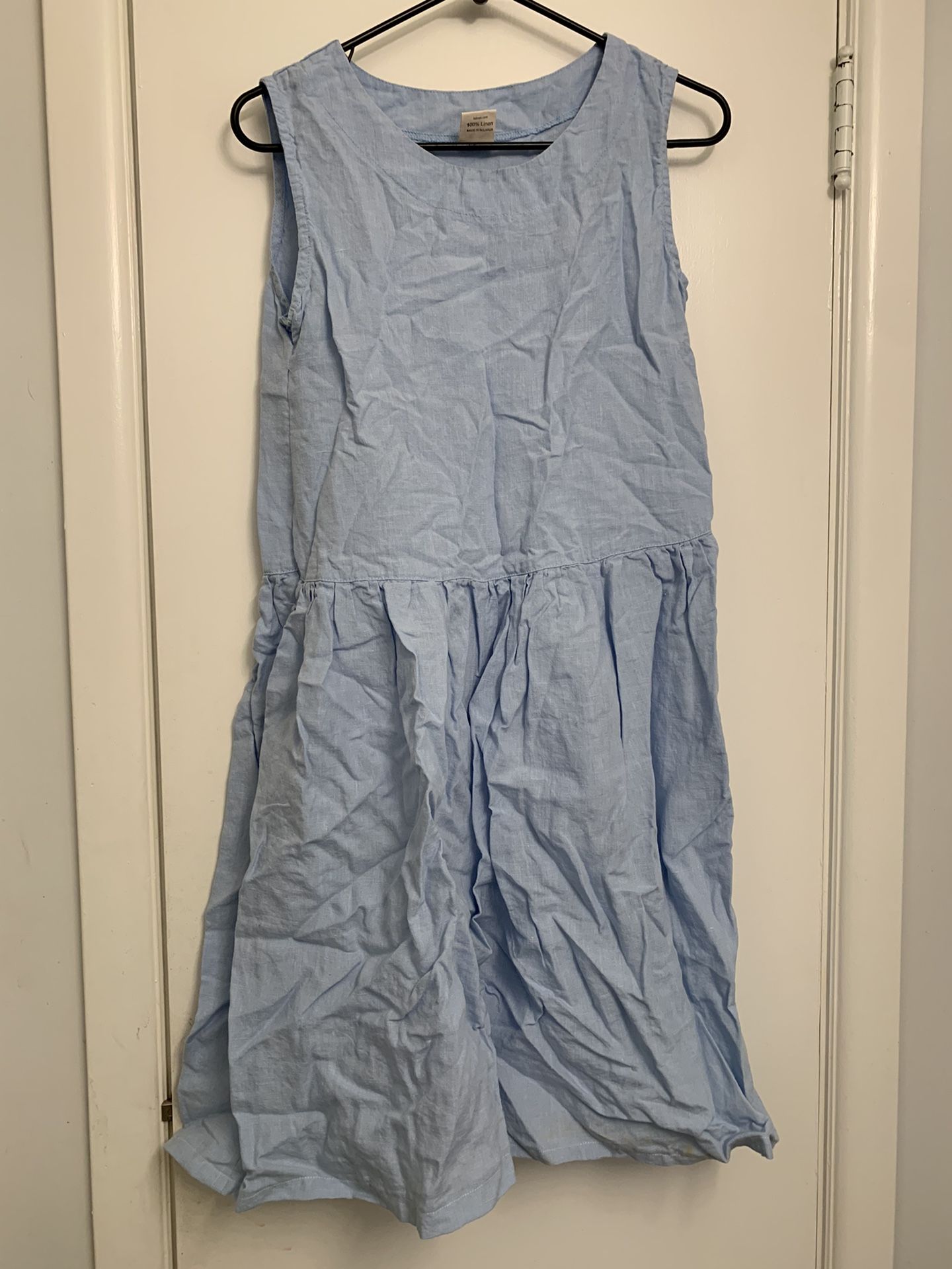 Womens XSmall 100% Linen Blue Dress
