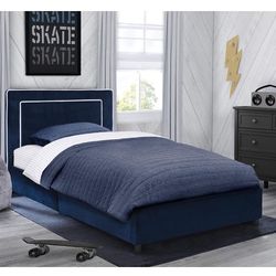 Upholstered Bed Twin Blue