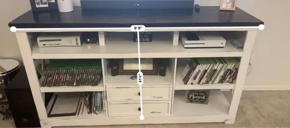 Farmhouse  TV Stand with Storage Shelves and Drawers