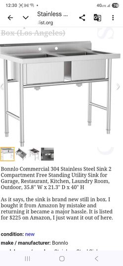 Stainless New Commercial Resturant Sink Available if Posted