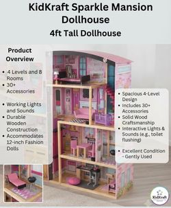 KidKraft Sparkle Mansion 4-Level Dollhouse - Excellent Condition