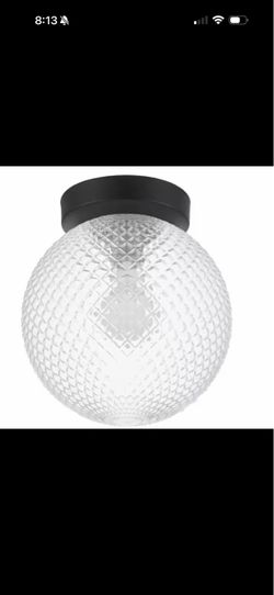 Hampton Bay 24137-004 Walsh 8" 1-Light Black Flush Mount w/Prismatic Glass Shade