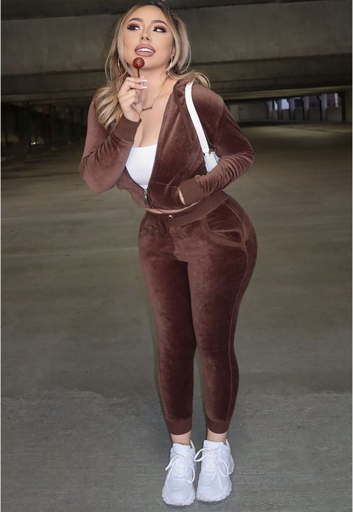 Fashion Nova 2 Piece Velour Set Size Medium NEW WITH TAGS