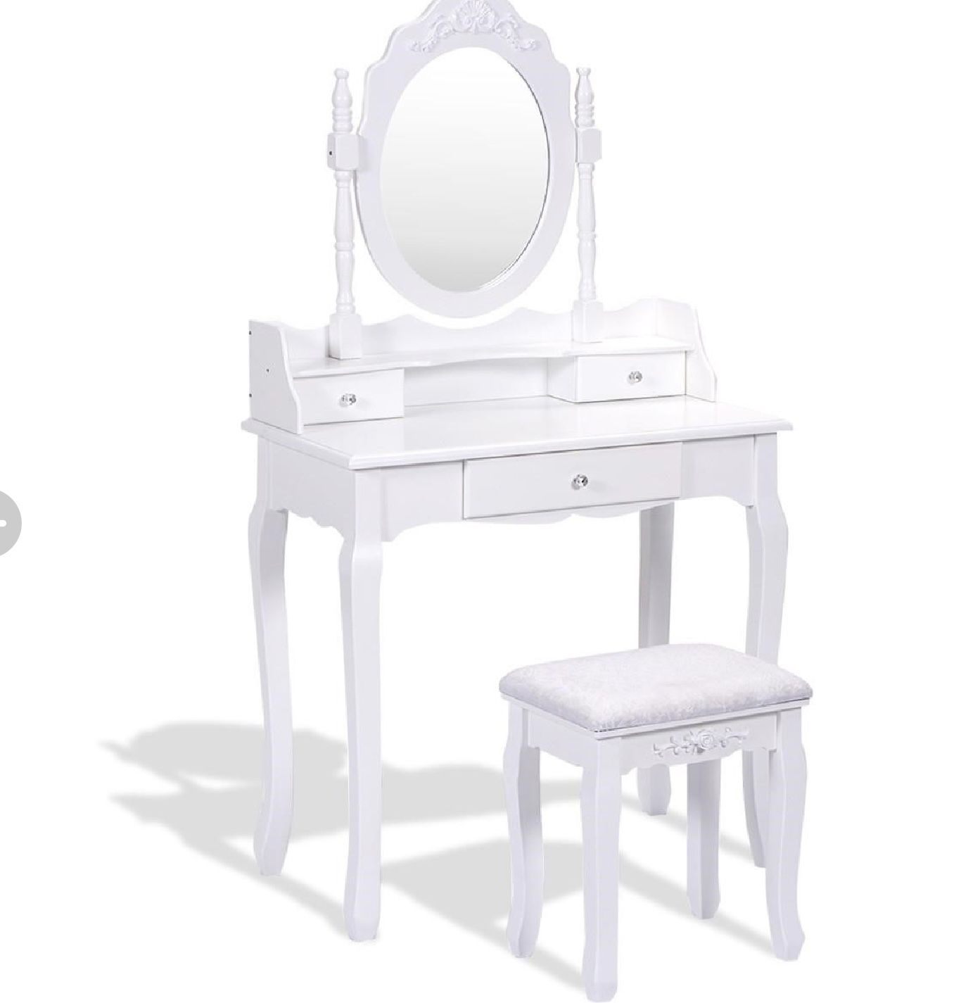 Vanity Table Set with Cushioned Stool with 360°