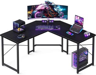 L Shaped Gaming Desk, Corner Desk Gaming Table for Home Office, Computer Desk Sturdy Writing Workstation for Small Space, Easy to Assemble, 51 inch, B