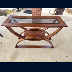 Glass Top Wooden Sofa Table