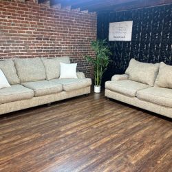 Delivery Available Ashley furniture beige sofa couch + loveseat set