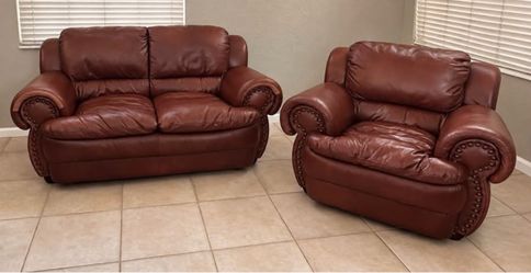 DeCoro Italian Leather Loveseat + Oversized Chair