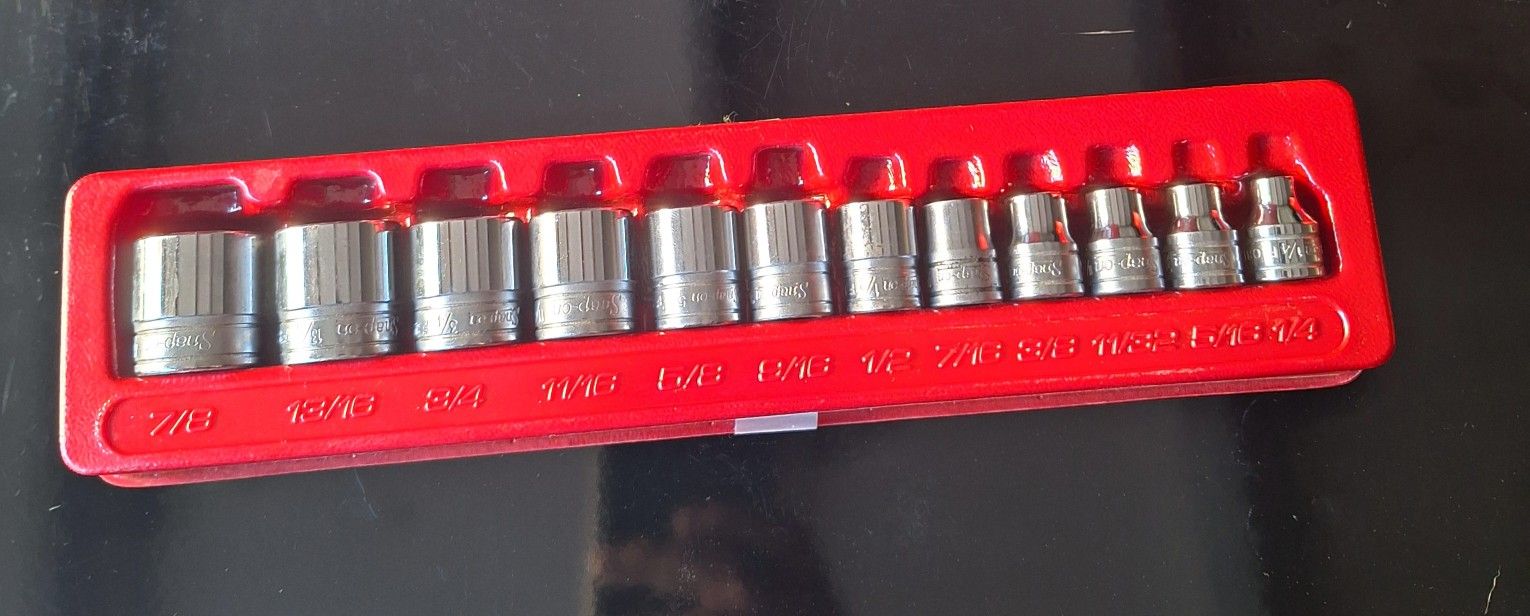 Snap On Sae 12 Pcs 3/8" Drive 12 Points Complete Socket Set. 
