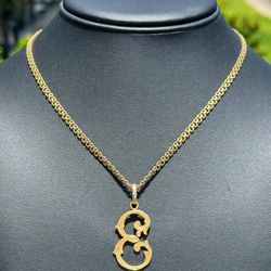 Vintage Jewelry 18k solid yellow gold Rope necklace chain 24.00" 3.00mm width w/ letter E pendant charm
