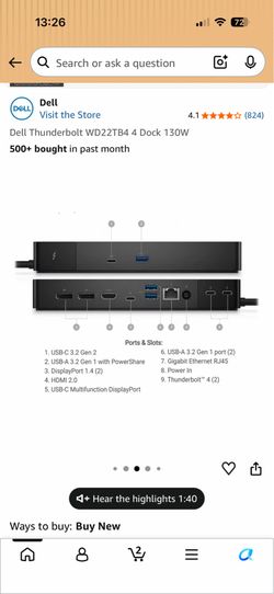 Dell Thunderbolt Dock – WD22TB4
