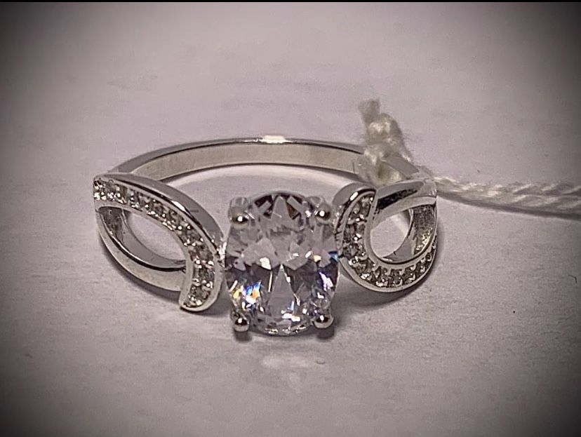 Real 925 Sterling Silver Bridal Ring Size 7