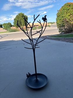 Black Metal Tree Jewelry Organizer Stand