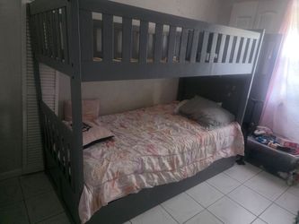Grey Bunk Bed with Trundle