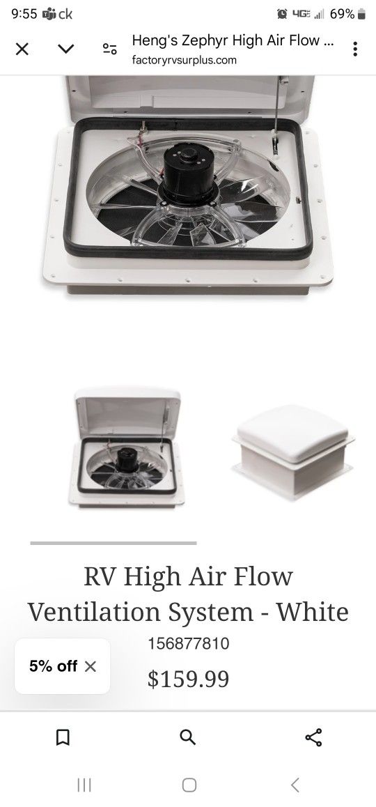 Zephyr high air flow ventilation system for Rvs And Motor homes