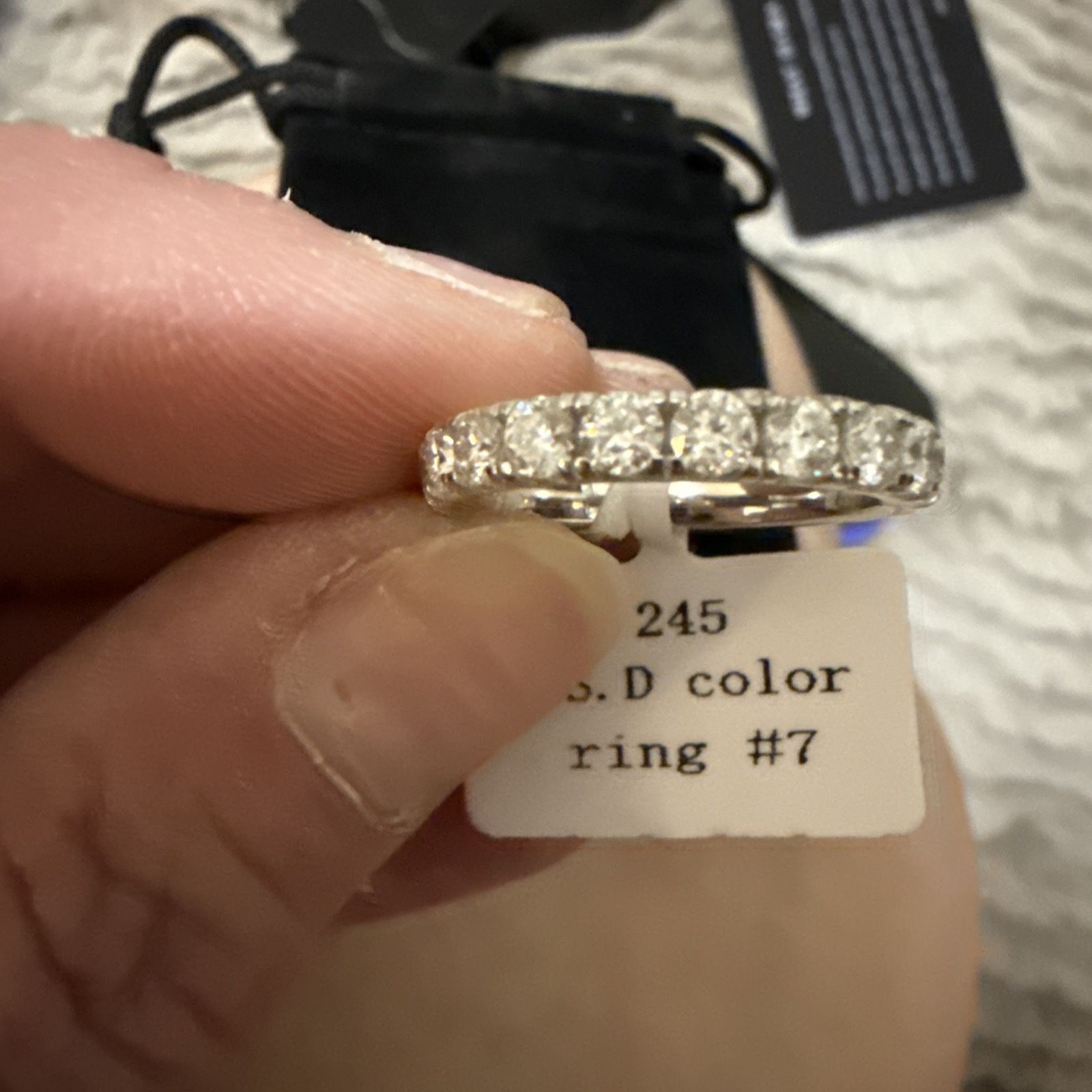 Sterling ,silver and Moissanite ring size 7 eternity band