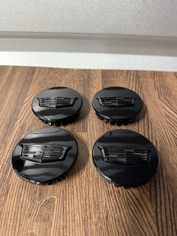 4x Cadillac Black Gloss (ATS CTS DTS SRX STS XLR XTS) 67mm Wheel Center Caps