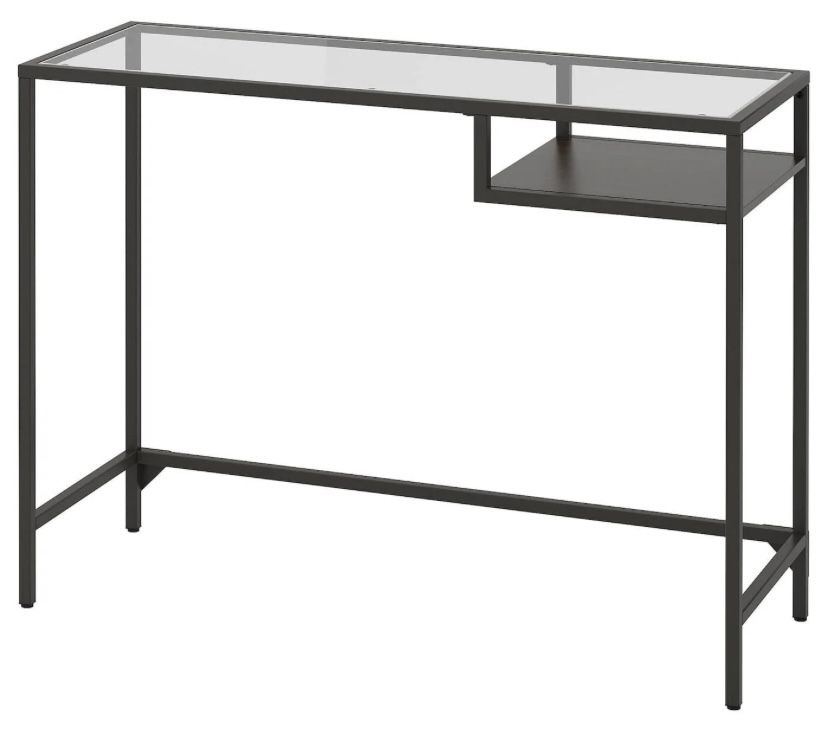 NEW IKEA Glass Desk Black Metal Table