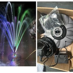 Open Box Pond Fountain Pump with 12 LED Lights, 32.8ft Power Cord Adapter 6W Outdoor Pool Fountains with 2-Tier Floating Water Garden Fountain for Gar