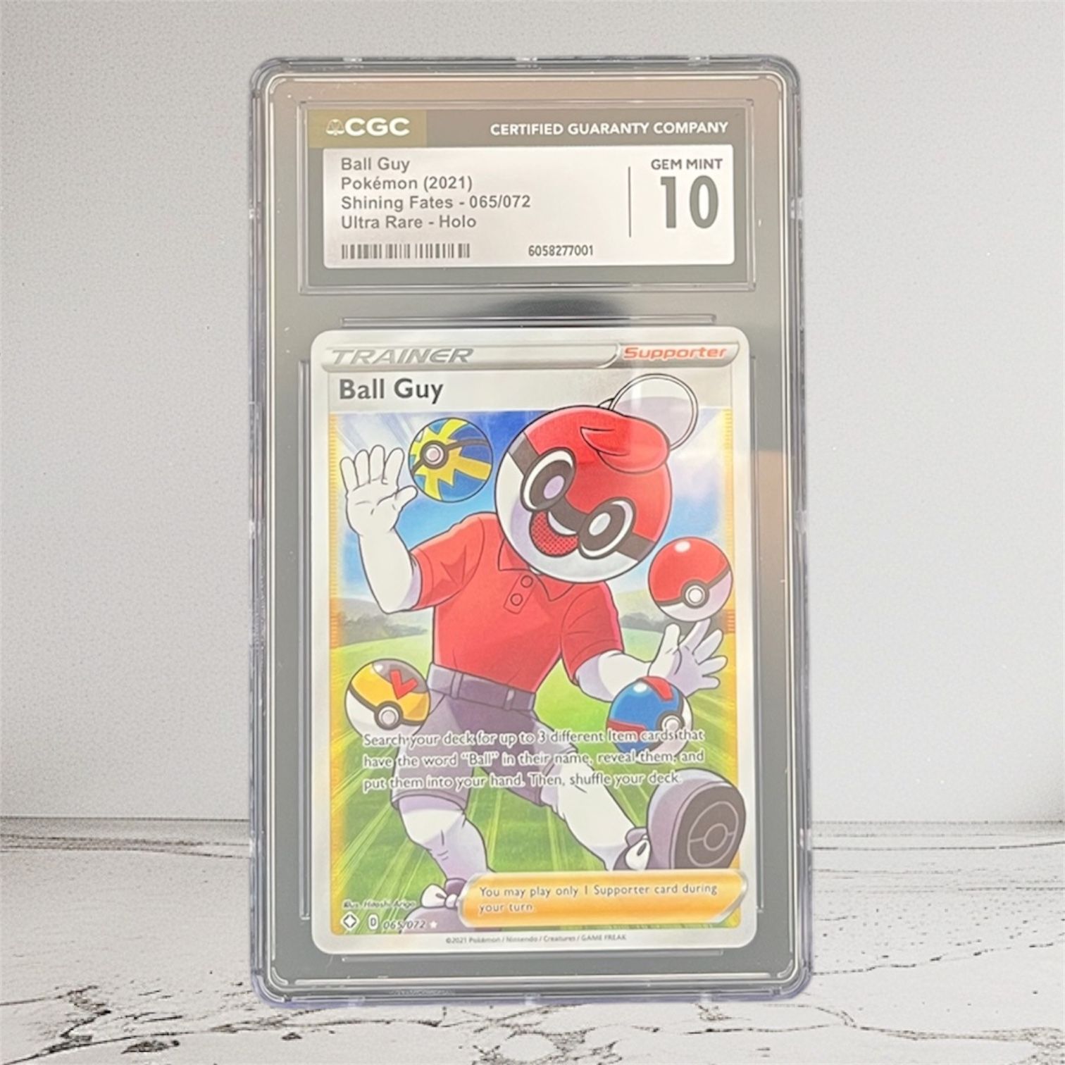 CGC 10 - Ball Guy 065/072 Full Art Shining Fates Graded Pokémon Card