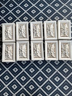 10 White Ornate Square Wall Tile/Plaque Decor Ornamental Architectural Design