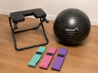 🧘 Home Yoga & Fitness Bundle – Exercise Ball, Resistance Bands & Headstand Bench