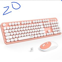 Orange and white keyboard and mouse combo