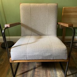 Mid Century Modern Lounge Chair, Beige Upholstered Accent Chair