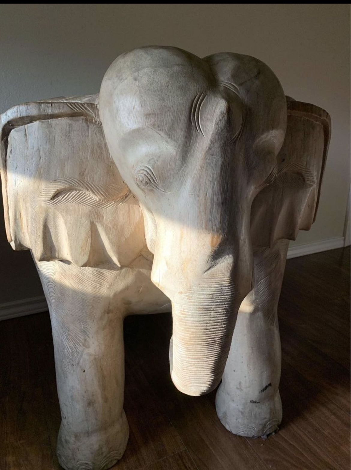  Carved Hardwood African Ebony Elephant Chairs