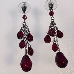Tear Drop Ruby Red Earrings