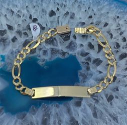 $2300 Yellow Gold Figaro ID Link Bracelet