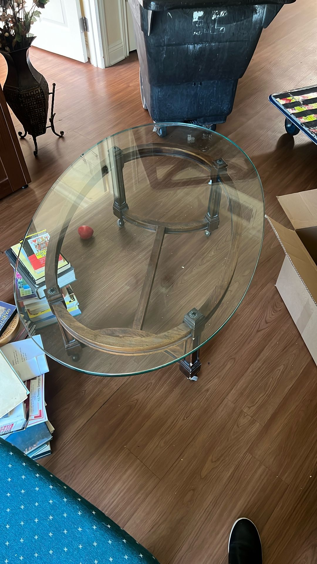 Glass Rolling Coffee Table