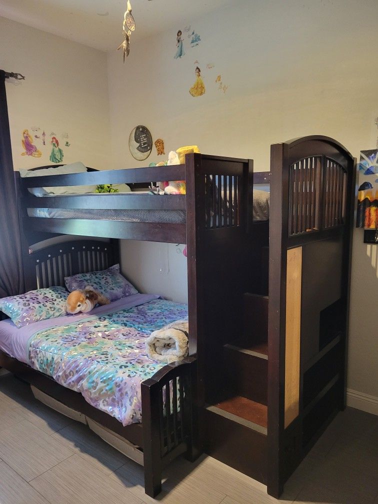 Twin Over Full Bunk Bed With Stairs & Storage