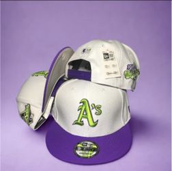 Oakland Athletics A’s New Era 9FIFTY Snapback White Purple Green MLB Hat Cap