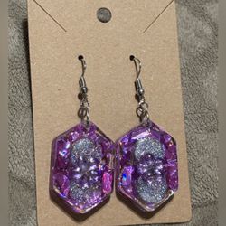 Pink and Purple Confetti Earrings