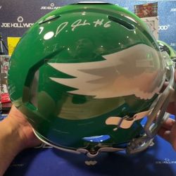 DeVonta Smith autographed helmet