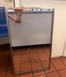Stainless Steel Framed Wall Mirror – 30” x 18”