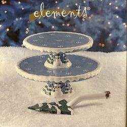 Whimsical Snowman 2-tier Ceramic Cake Pedestal - Pick Up Only