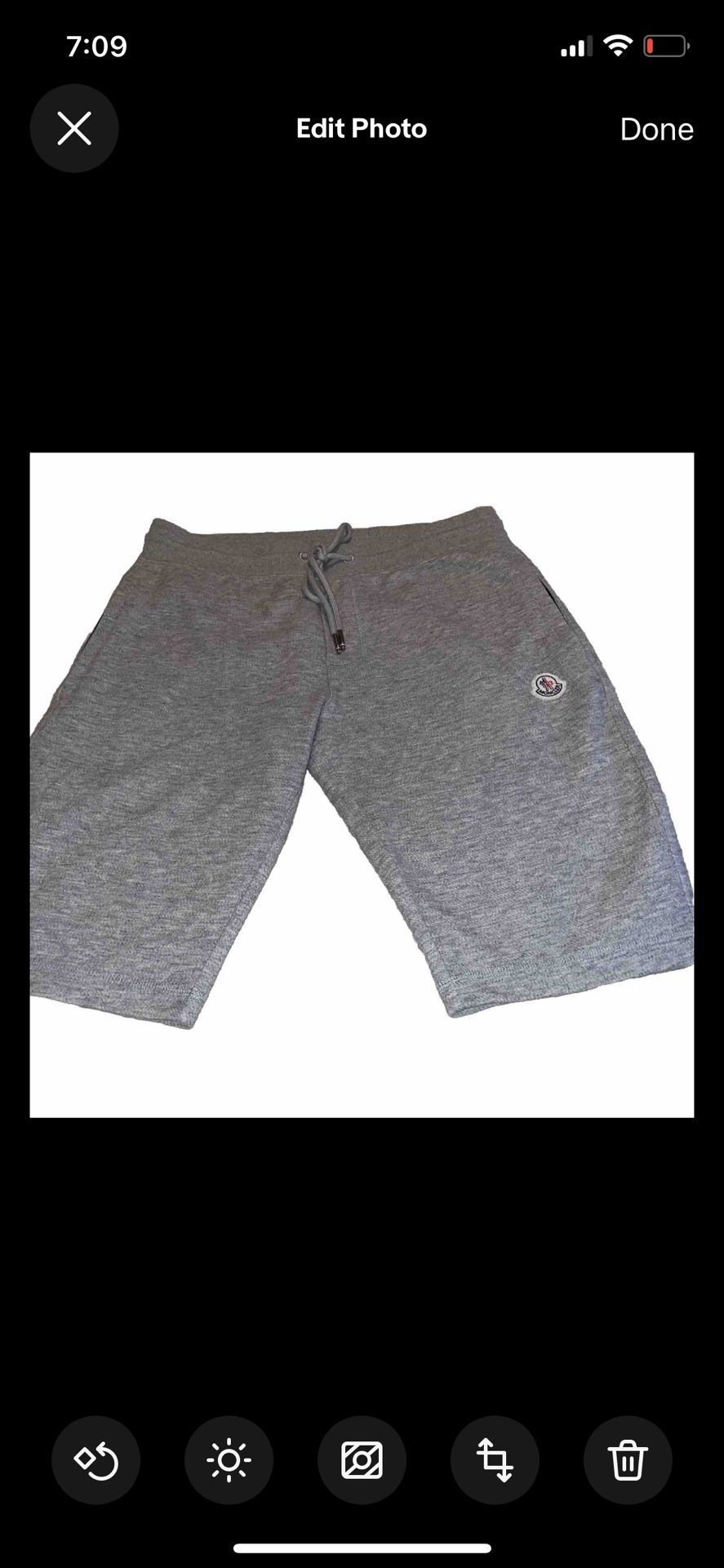 NWOT Men Moncler Grey Shorts WITH WHITE/red/blue Stripes On pockets Size Medium 