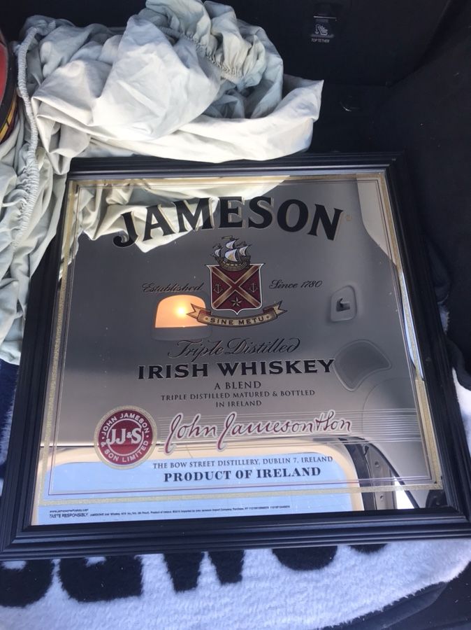 Jameson Irish Whiskey Bar Mirror - 24” x 24”