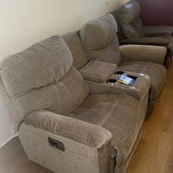 La-z-boy Power Recliner Love Couch w/ headrest and Lumbar Spine Support