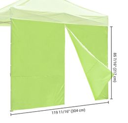 Canopy Tent Wall with Zip 1080D 10x7ft 1pc in Green Glow Color