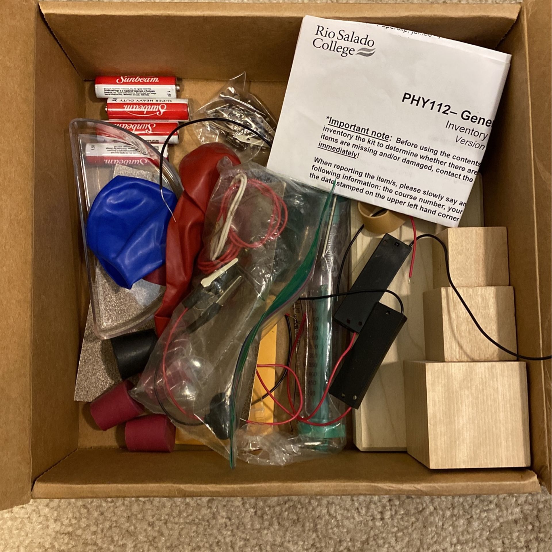 Rio Salado PHY 111/112 Version B Lab Kit