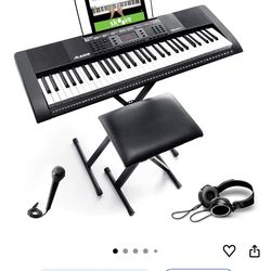 Alesis 61-Key Keyboard Piano Bundle (Stand + Bench + Accessories)