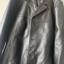 Black Charles Klein Leather Coat
